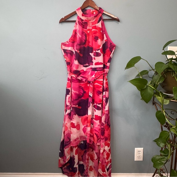 Jessica Howard Floral Sleeveless Halter Neck High Low Midi Dress. Woman’s 10 - Picture 4 of 15